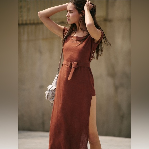 Free People Dresses & Skirts - NWT Free People Free-est Trop Belle Midi Dress Honey Bronze Belted Small $98MSRP